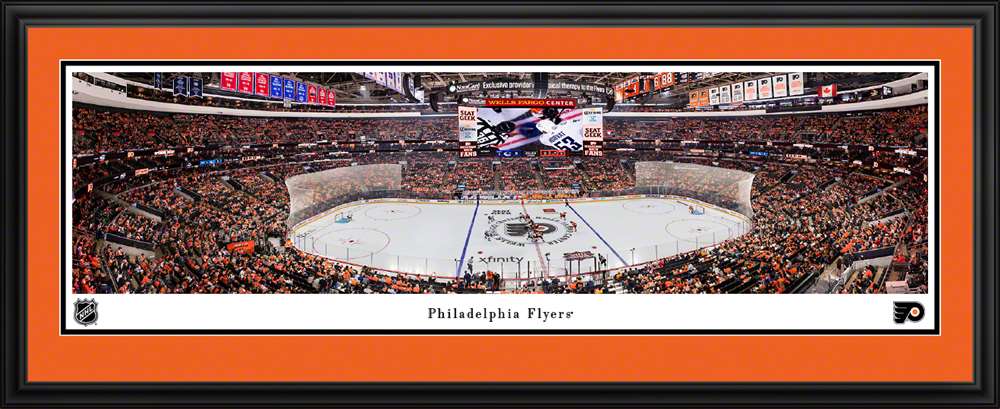 Philadelphia Flyers Panoramic Picture - Wells Fargo Center NHL Fan Cave Decor  Deluxe Frame