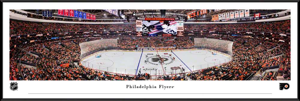 Philadelphia Flyers Panoramic Picture - Wells Fargo Center NHL Fan Cave Decor  Standard Frame