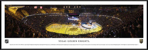 Vegas Golden Knights Banner Raising Fan Cave Decor - NHL T-Mobile Arena Panoramic Picture  Standard Frame