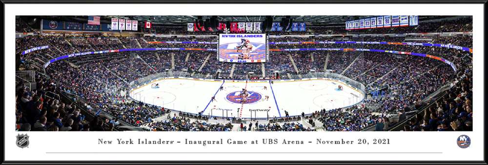 New York Islanders Panoramic Picture - UBS Arena NHL Fan Cave Decor  Standard Frame