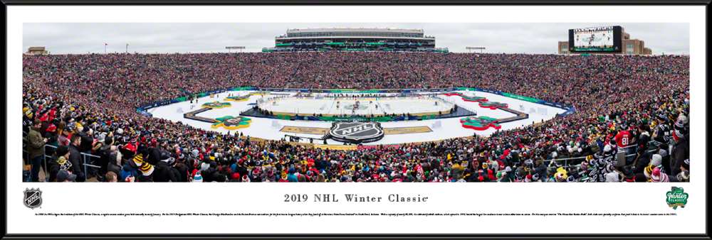 2019 NHL Winter Classic Panoramic Poster - Boston Bruins vs. Chicago Blackhawks  Standard Frame