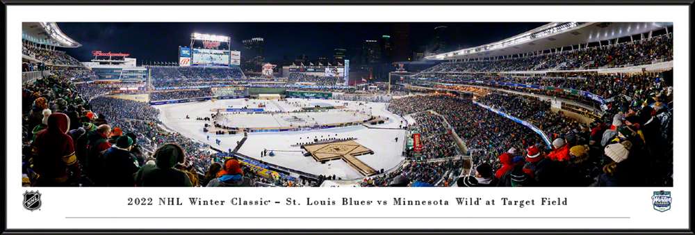 2022 NHL Winter Classic Panoramic Poster - Minnesota Wild vs. St. Louis Blues  Standard Frame