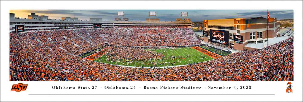 Oklahoma State Cowboys Field Storming Panoramic Picture - Boone Pickens Stadium Fan Cave Decor  Unframed