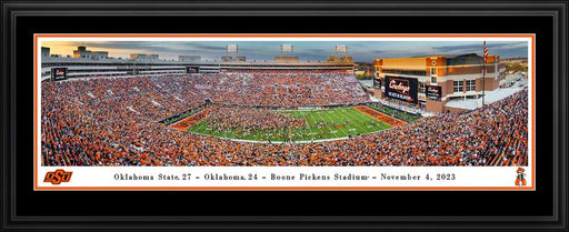 Oklahoma State Cowboys Field Storming Panoramic Picture - Boone Pickens Stadium Fan Cave Decor  Deluxe Frame