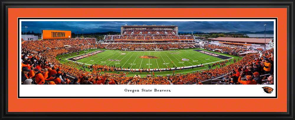 Oregon State Beavers Football Panoramic Picture - Reser Stadium Fan Cave Decor  Deluxe Frame