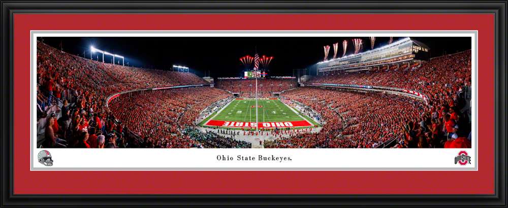 Ohio State Buckeyes Football End Zone Fan Cave Decor - Ohio Stadium Panoramic Picture  Deluxe Frame