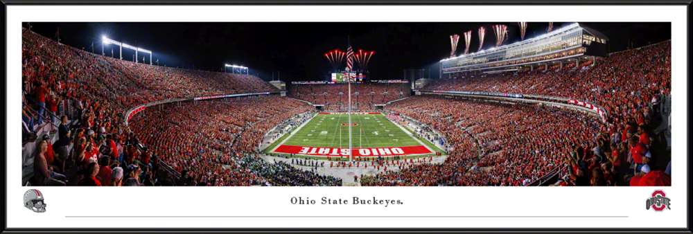 Ohio State Buckeyes Football End Zone Fan Cave Decor - Ohio Stadium Panoramic Picture  Standard Frame