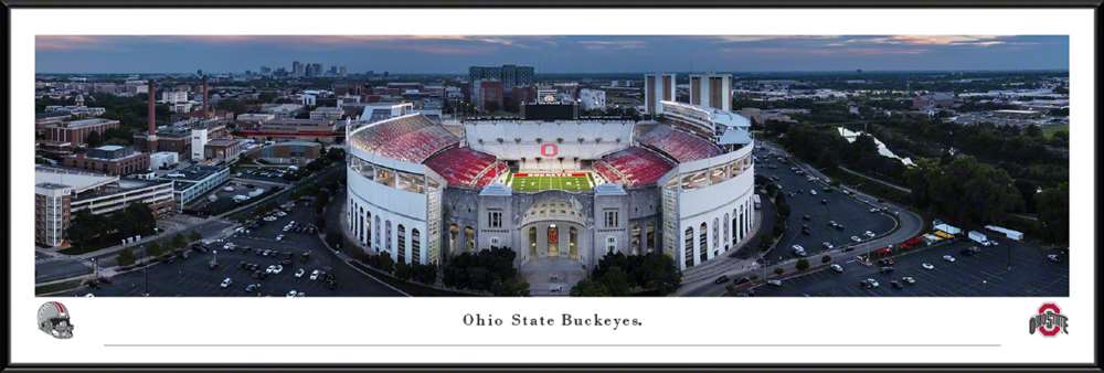 Ohio Stadium Fan Cave Decor - Ohio State Buckeyes Football Panoramic Picture  Standard Frame