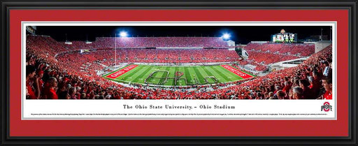 Ohio State Buckeyes Football Panorama - Marching Band Script - Ohio Stadium  Deluxe Frame