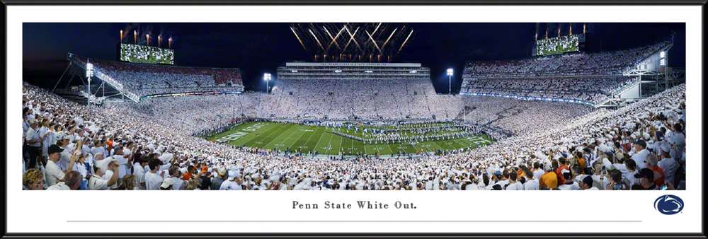 Penn State Nittany Lions Run Out Panoramic Picture - 2021 White Out at Beaver Stadium  Standard Frame