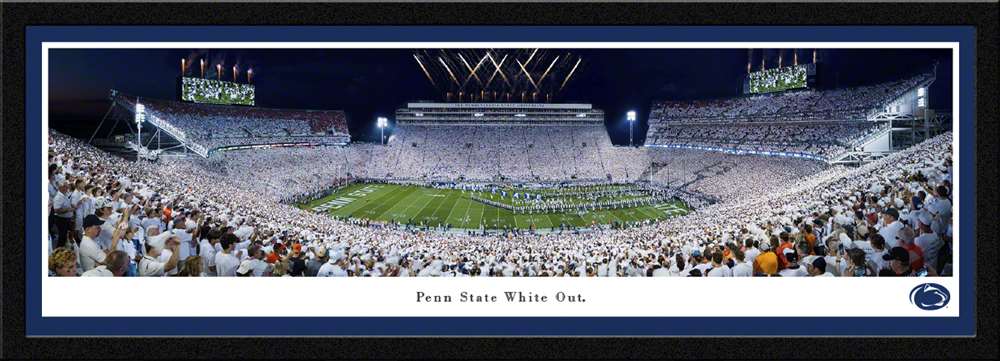 Penn State Nittany Lions Run Out Panoramic Picture - 2021 White Out at Beaver Stadium  Select Frame