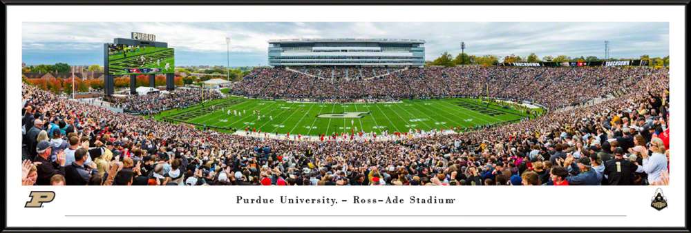 Purdue Boilermakers Football 50 Yard Line Panoramic Picture - Ross-Ade Stadium Wall Decor  Standard Frame