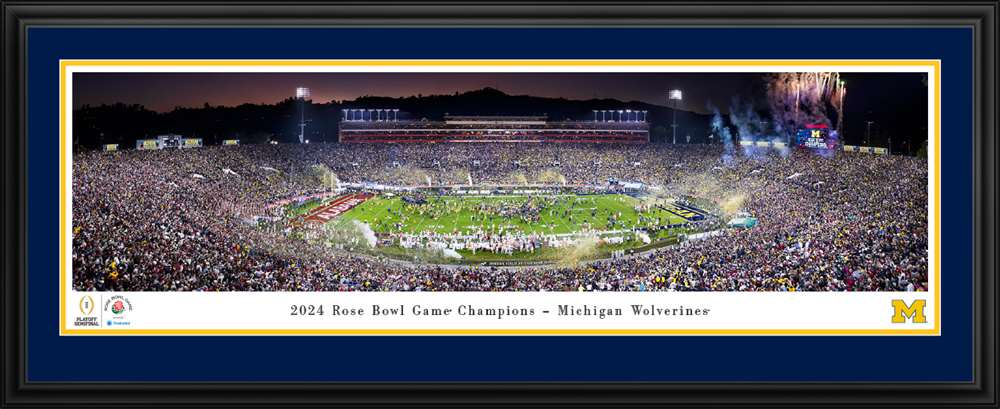 2024 Rose Bowl Champions Panoramic Picture - Michigan Wolverines  Deluxe Frame