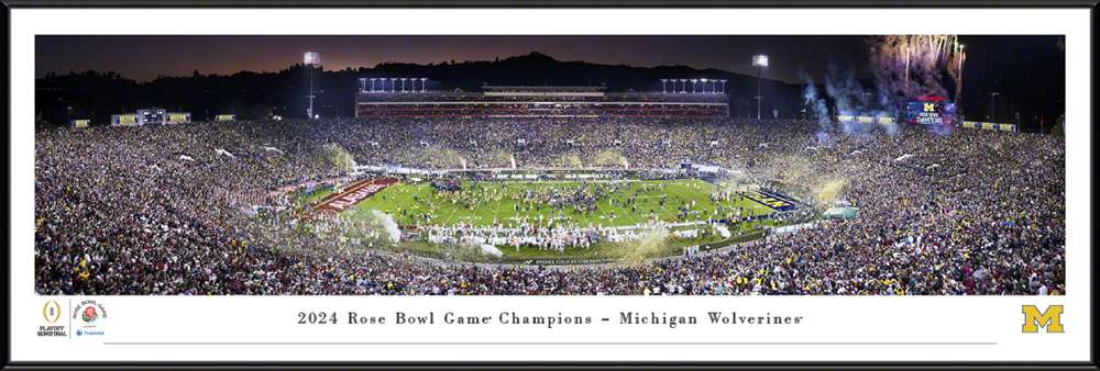 2024 Rose Bowl Champions Panoramic Picture - Michigan Wolverines  Standard Frame