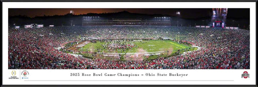 Ohio State Buckeyes 2025 Rose Bowl Champions Panorama Print - Standard Frame
