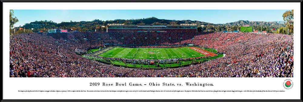 2019 Rose Bowl Game - Kickoff Panoramic Poster - Ohio State vs. Washington  Standard Frame