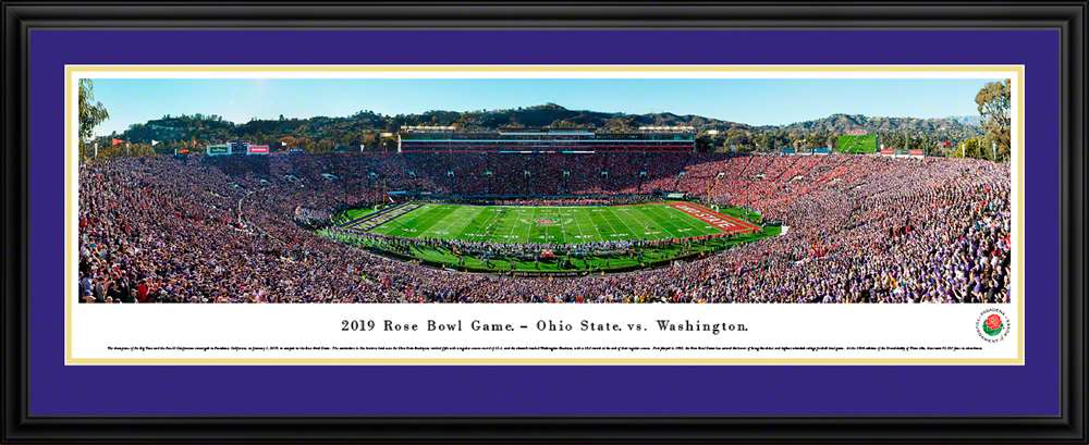 2019 Rose Bowl Game - Kickoff Panoramic Poster - Ohio State vs. Washington  Deluxe Frame