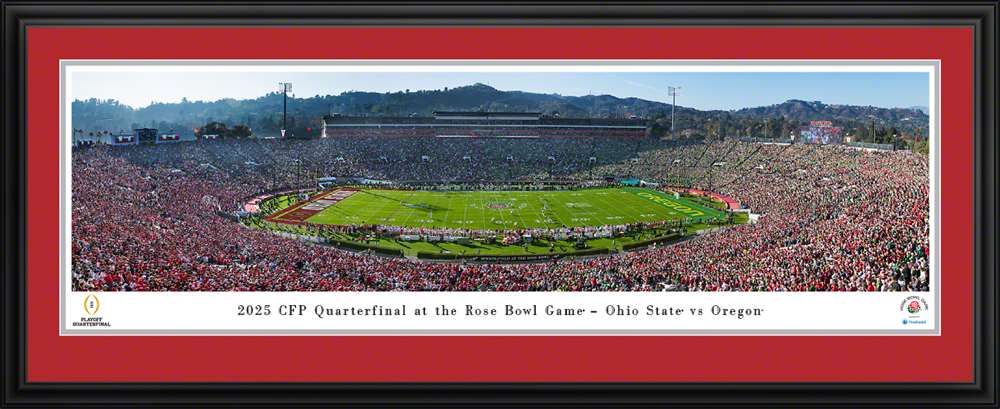 Ohio State Buckeyes vs Oregon Ducks 2025 Rose Bowl Game Panorama Print - Deluxe Frame