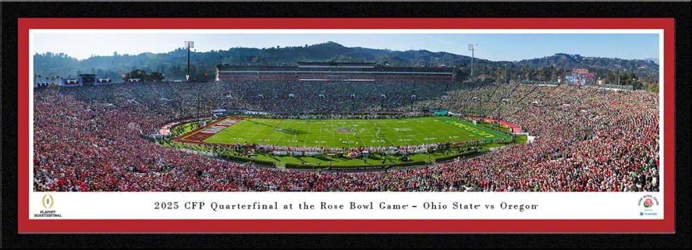 Ohio State Buckeyes vs Oregon Ducks 2025 Rose Bowl Game Panorama Print - Select Frame