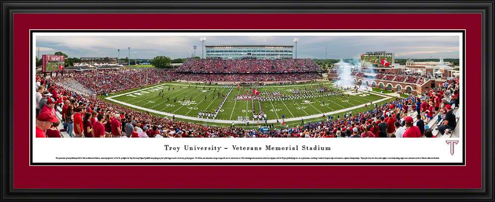 Troy Trojans Football Panorama - Veterans Memorial Stadium Fan Cave Decor  Deluxe Frame