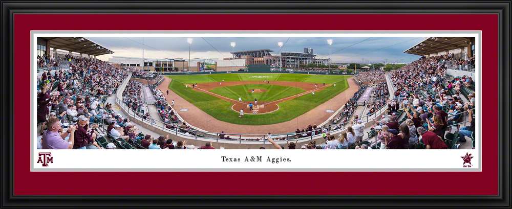 Texas A&M Aggies Baseball Panoramic Picture - Olsen Field at Blue Bell Park Fan Cave Decor  Deluxe Frame
