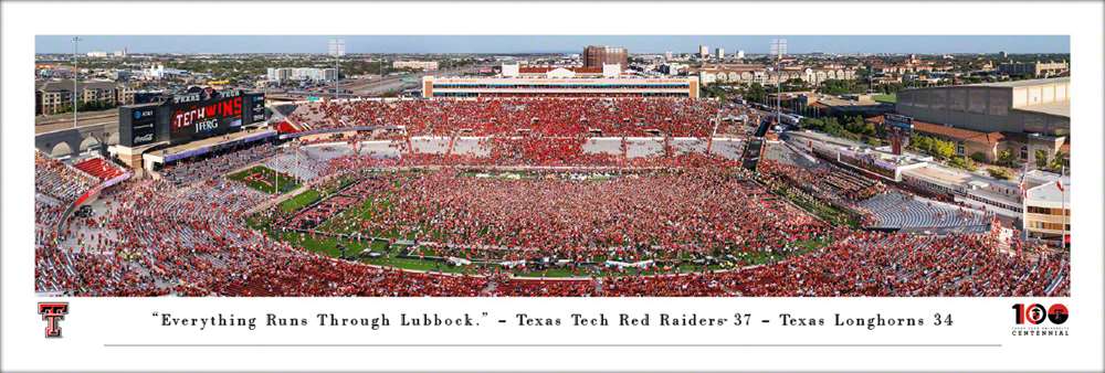 Texas Tech Red Raiders Field Storming Football Panoramic Picture - Jones AT&T Stadium Fan Cave Decor  Unframed