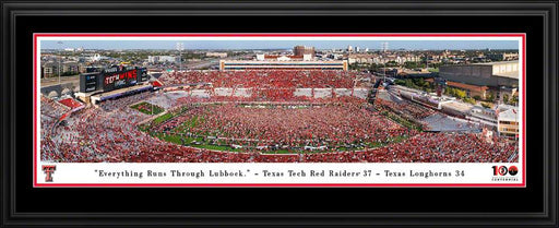 Texas Tech Red Raiders Field Storming Football Panoramic Picture - Jones AT&T Stadium Fan Cave Decor  Deluxe Frame