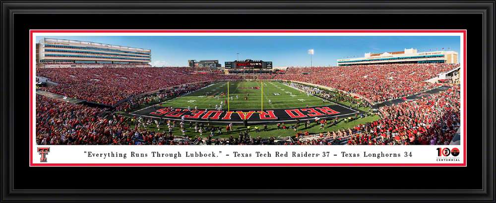 Texas Tech Red Raiders End Zone Football Panorama - Jones AT&T Stadium Fan Cave Decor  Deluxe Frame