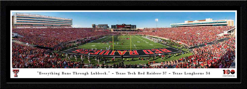 Texas Tech Red Raiders End Zone Football Panorama - Jones AT&T Stadium Fan Cave Decor  Select Frame