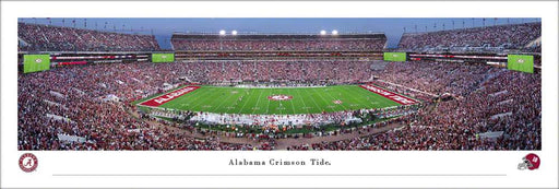 Alabama Crimson Tide Football Night Game Panoramic Picture - Bryant-Denny Stadium Fan Cave Decor  Unframed