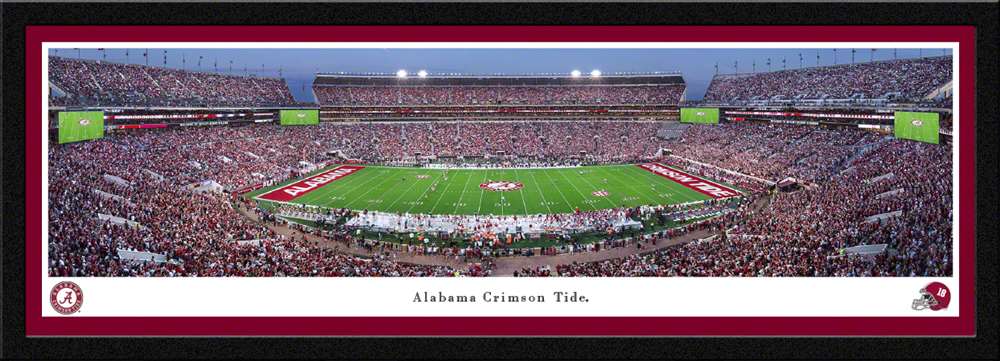 Alabama Crimson Tide Football Night Game Panoramic Picture - Bryant-Denny Stadium Fan Cave Decor  Select Frame