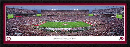 Alabama Crimson Tide Football Night Game Panoramic Picture - Bryant-Denny Stadium Fan Cave Decor  Select Frame