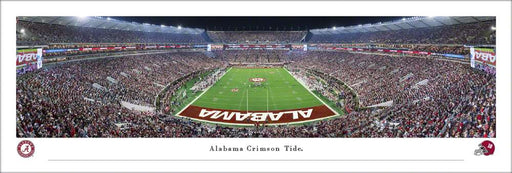 Alabama Crimson Tide End Zone Panoramic Picture - Night Game at Bryant-Denny Stadium Panoramic Picture  Unframed