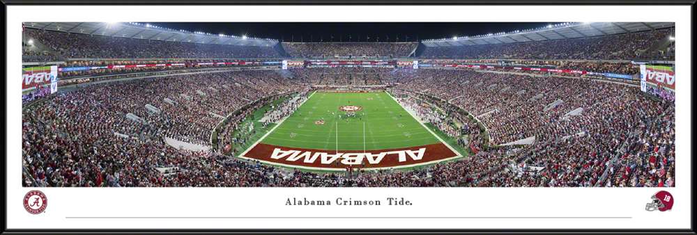 Alabama Crimson Tide End Zone Panoramic Picture - Night Game at Bryant-Denny Stadium Panoramic Picture  Standard Frame