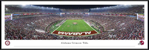 Alabama Crimson Tide End Zone Panoramic Picture - Night Game at Bryant-Denny Stadium Panoramic Picture  Standard Frame
