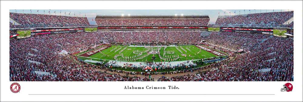Alabama Crimson Tide Marching Band Panoramic Picture - Bryant-Denny Stadium Fan Cave Decor  Unframed