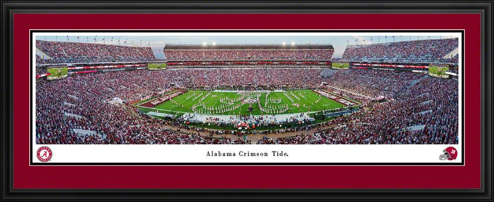 Alabama Crimson Tide Marching Band Panoramic Picture - Bryant-Denny Stadium Fan Cave Decor  Deluxe Frame