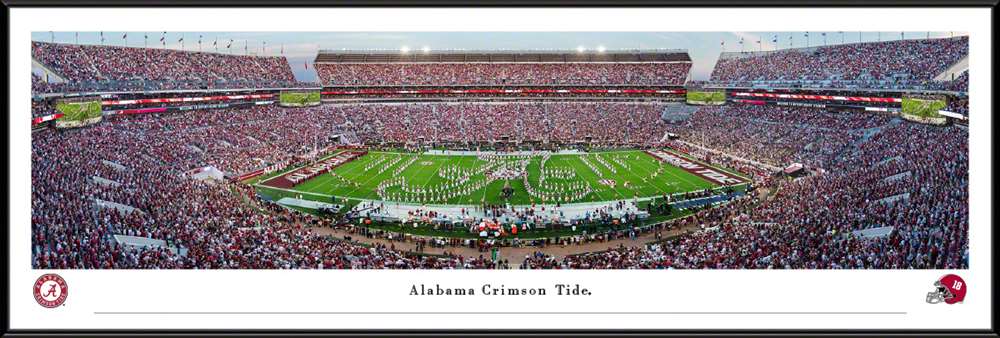 Alabama Crimson Tide Marching Band Panoramic Picture - Bryant-Denny Stadium Fan Cave Decor  Standard Frame