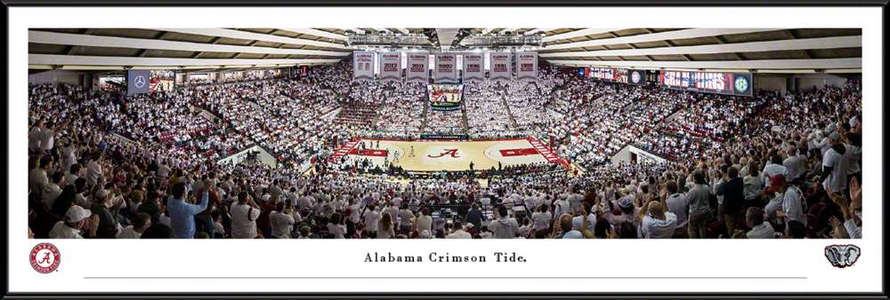 Alabama Crimson Tide Basketball Panoramic Picture - Coleman Coliseum Fan Cave Decor  Standard Frame