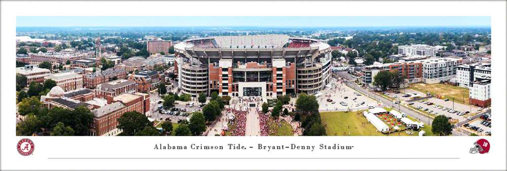 Alabama Crimson Tide Fan Cave Decor - Bryant-Denny Stadium Exterior Panoramic Picture  Unframed