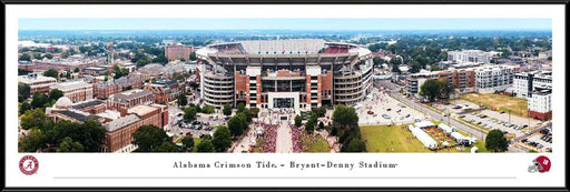 Alabama Crimson Tide Fan Cave Decor - Bryant-Denny Stadium Exterior Panoramic Picture  Standard Frame
