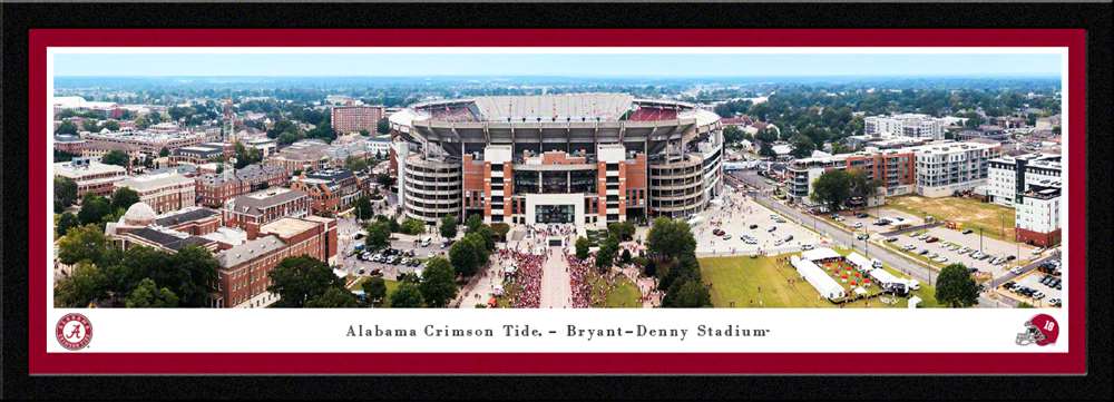 Alabama Crimson Tide Fan Cave Decor - Bryant-Denny Stadium Exterior Panoramic Picture  Select Frame