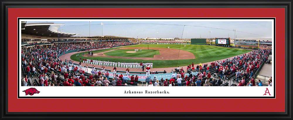 Arkansas Razorbacks Baseball Panoramic Picture - Baum-Walker Stadium at George Cole Field Fan Cave Decor  Deluxe Frame