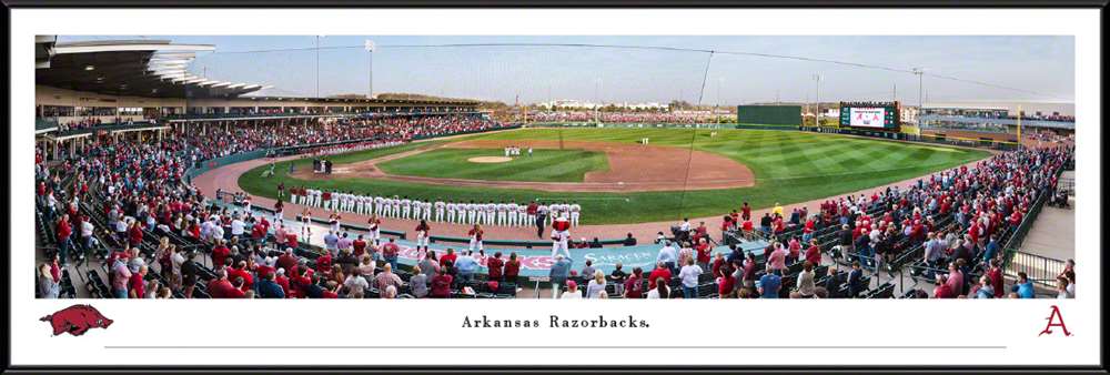 Arkansas Razorbacks Baseball Panoramic Picture - Baum-Walker Stadium at George Cole Field Fan Cave Decor  Standard Frame