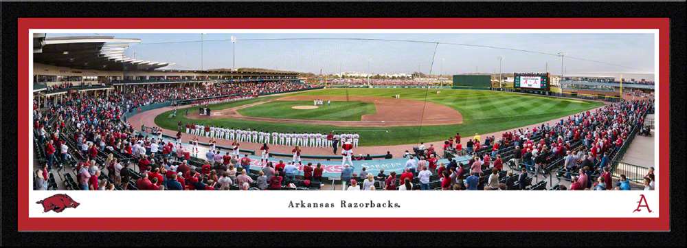 Arkansas Razorbacks Baseball Panoramic Picture - Baum-Walker Stadium at George Cole Field Fan Cave Decor  Select Frame