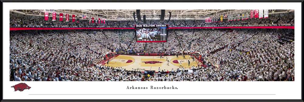 Arkansas Razorbacks Men's Basketball Panoramic Picture - Bud Walton Arena Fan Cave Decor  Standard Frame