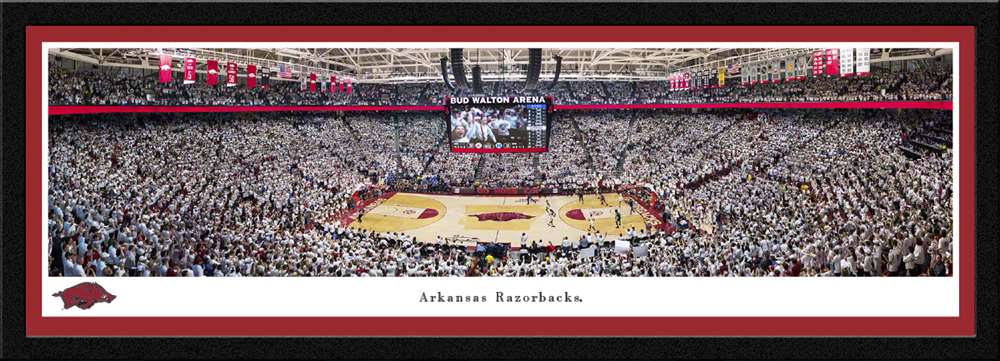 Arkansas Razorbacks Men's Basketball Panoramic Picture - Bud Walton Arena Fan Cave Decor  Select Frame