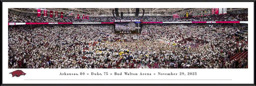 Arkansas Razorbacks Court Storming Panoramic Picture - Men's Basketball at Bud Walton Arena Fan Cave Decor  Standard Frame