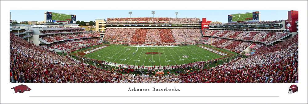 Arkansas Razorbacks Football Panoramic Poster - Donald W. Reynolds Razorback Stadium  Unframed