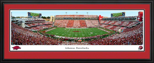 Arkansas Razorbacks Football Panoramic Poster - Donald W. Reynolds Razorback Stadium  Deluxe Frame